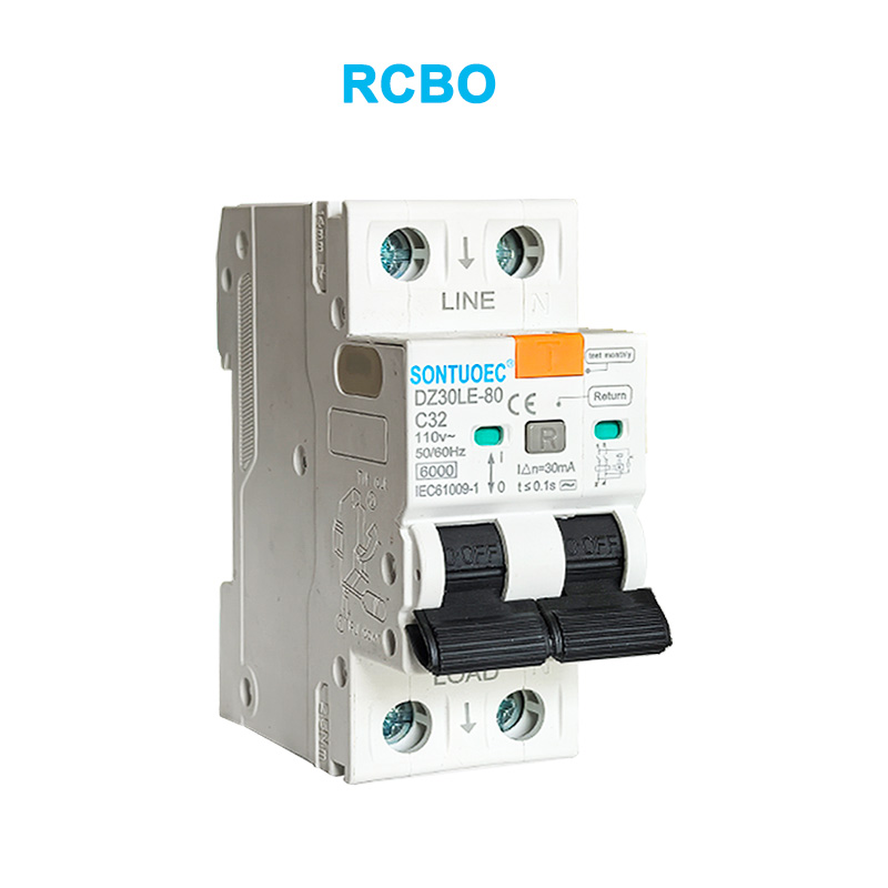 2p vuotovirran katkaisija 6KA IEC61009.1 Standardin laatu RCBO